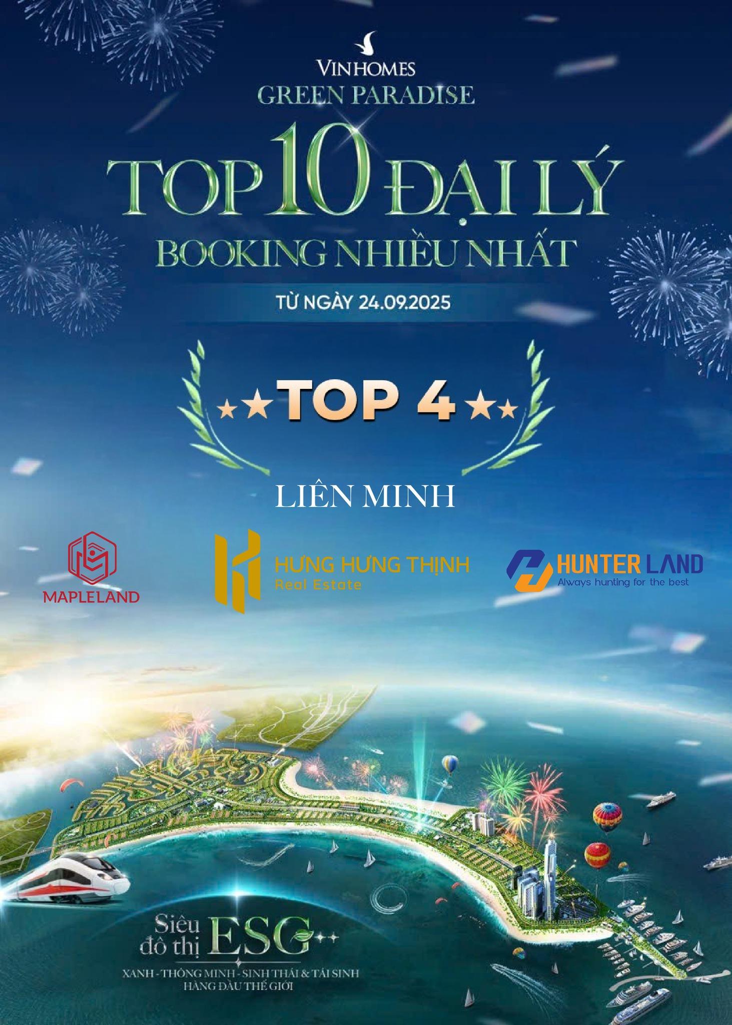 HƯNG HƯNG THỊNH – VINH DỰ ĐẠT TOP 4 ĐẠI LÝ BOOKING ẤN TƯỢNG TẠI VINHOMES GREEN PARADISE 