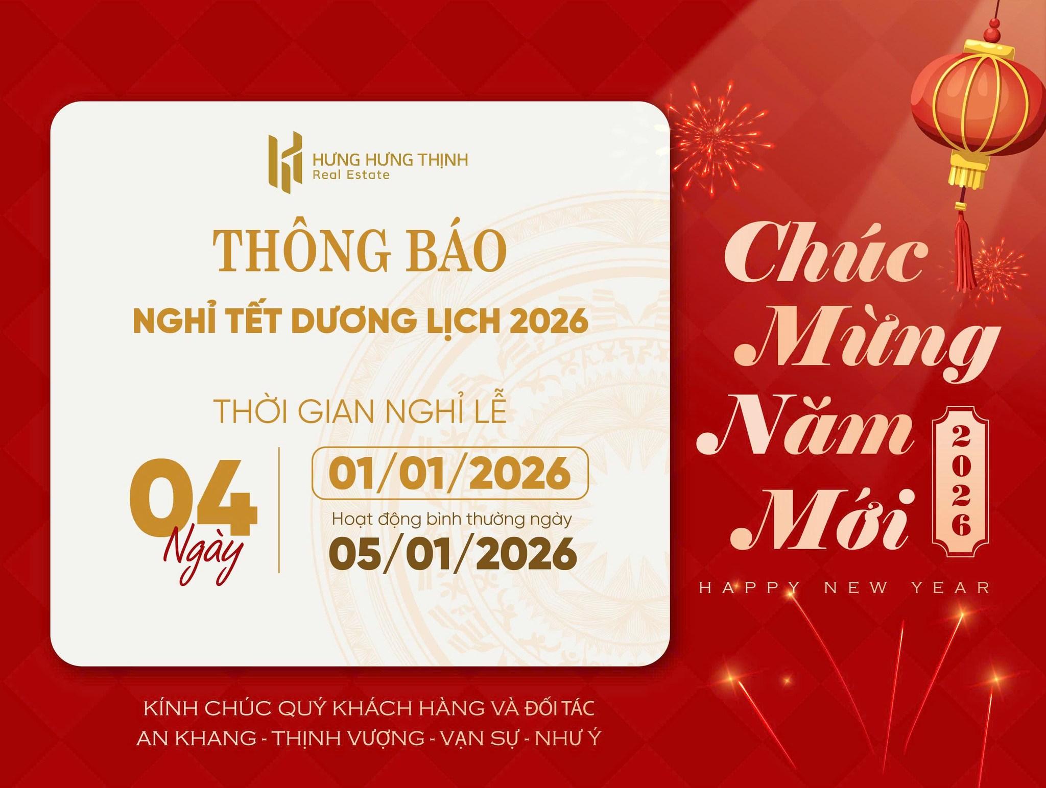 THÔNG BÁO LỊCH NGHỈ TẾT DƯƠNG LỊCH
